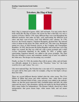 Comprehension: Italian Flag (elem/upper elem)
