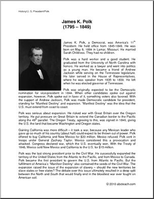 Biography: U. S. President James Polk (upper elem/middle)