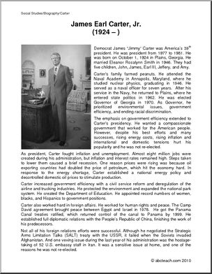 Biography: U. S. President James Earl Carter (upper elem/middle)