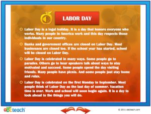 Interactive: Notebook: Holidays: Labor Day: Early Reader (with audio)