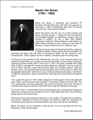 Biography: U. S. President Martin Van Buren (upper elem/middle)