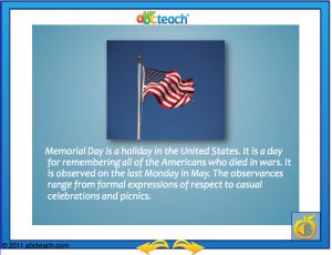Interactive: Flipchart: Reading Comprehension (with audio): Memorial Day (upper elem)