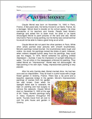 Biography: Claude Monet (upper elementary/ middle)