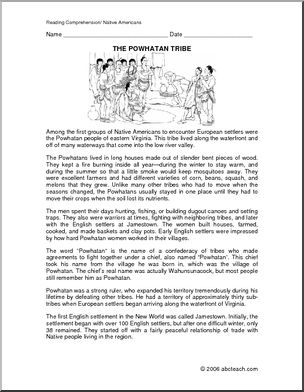 Comprehension: Powhatan Tribe (upper elementary)