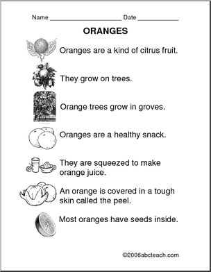 Comprehension: Oranges (primary)