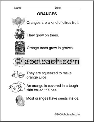 Comprehension: Oranges (primary)
