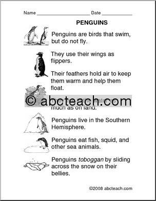 Comprehension: Penguins (primary/elem)
