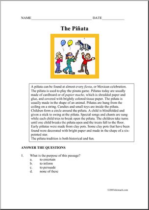 Comprehension: The Pinata (upper elementary)