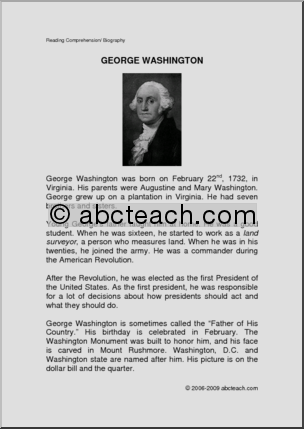 Biography: U. S. President George Washington (elem)