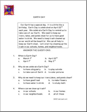 Comprehension: Earth Day (primary/elem)