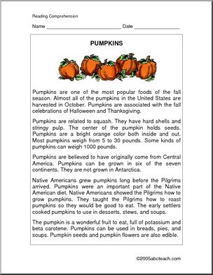 Comprehension: Pumpkins (elementary)