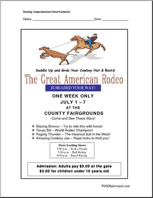Comprehension: Rodeo (upper elementary)
