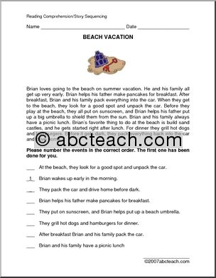 Story Sequence: A Day at the Beach (elem/upper elem)