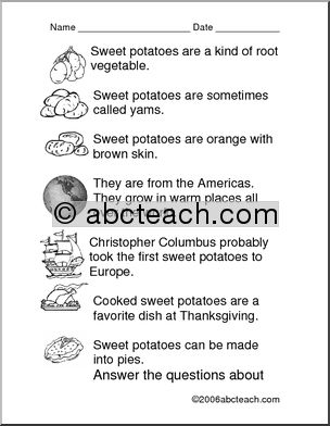 Comprehension: Sweet Potato (primary)