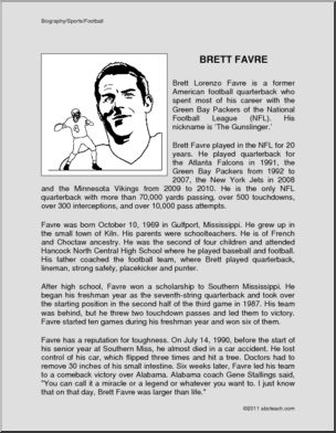 Brett Favre Football Quarterback (upper elem/middle)’ Biography