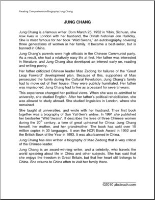 Biography: Jung Chang Writer (upper elem/middle)