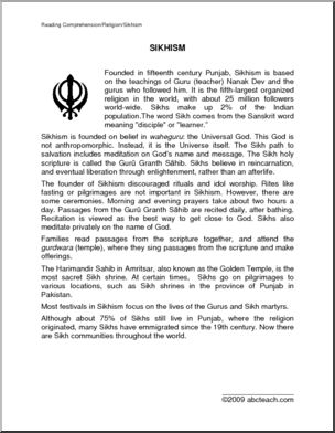 Comprehension: Sikhism (upper elem/middle)