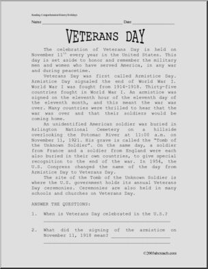 Comprehension: Veterans Day (upper elem)