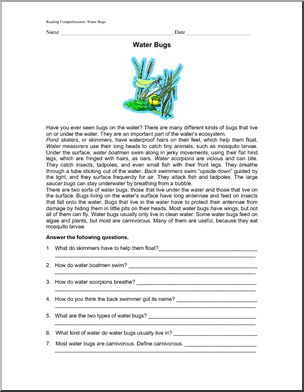 Comprehension: Water Bugs (upper elementary)