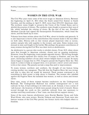 Comprehension: Women in the Civil War (upper elem/middle)