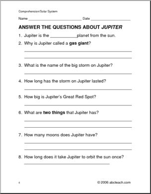 Unit: The Outer Planets (elem/ upper elem) | Abcteach