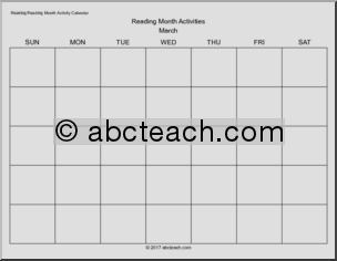 Calendar: March Reading Month Activities