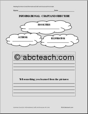 Common Core: Reading: Informational Craft and Stucture Template (1st grade)