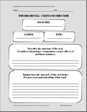 Common Core: Reading: Informational Craft and Structure Template (4th grade)