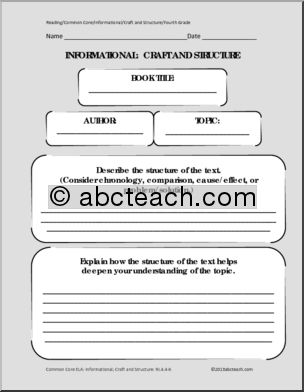 Common Core: Reading: Informational Craft and Structure Template (4th grade)