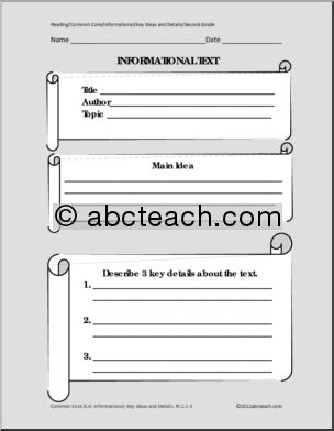 Common Core: ELA: Informational Text Template (2nd grade)
