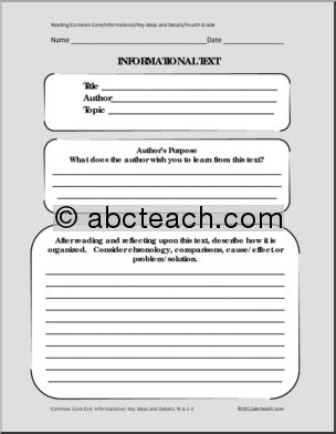 Common Core: ELA: Informational Text Template (4th grade)