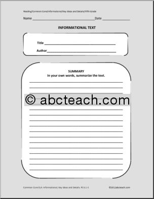 Common Core: ELA: Informational Text Template (5th grade)