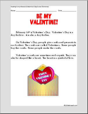 Comprehension: Valentine’s Day (elementary)