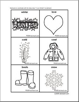 I Love Winter (b/w)- flashcards Rebus