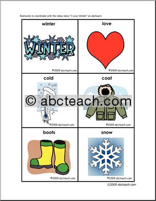 I Love Winter (color)- flashcards Rebus