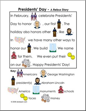 Presidents’ Day (color) Rebus