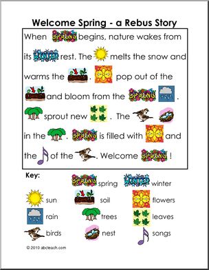Story Welcome Spring (color) (k-1) Rebus