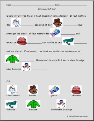 French: Winter clothing rebus