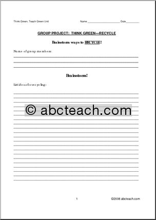 Worksheet: Think Green Group Project – Recycle