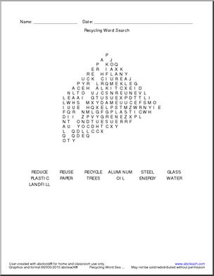 Word Search: Recycling (elementary)
