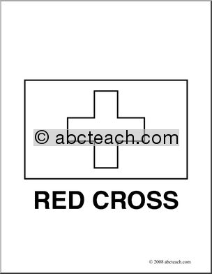 Clip Art: Flags: Red Cross (coloring page)