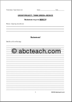 Worksheet: Think Green Group Project – Reduce