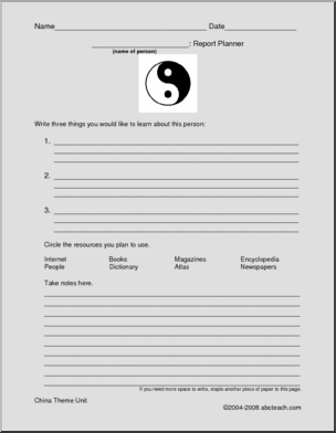 Research & Report Form: Famous Chinese Person
