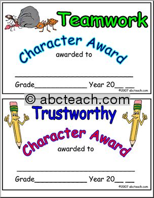 Certificate: Character Ed. – Teamwork, Trustworthy