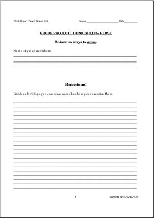 Worksheet: Think Green Group Project – Reuse
