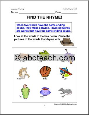 Worksheets: Rhyming Words 1 (primary)
