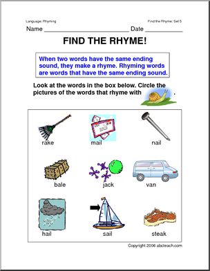Worksheets: Rhyming Words 5 (primary)