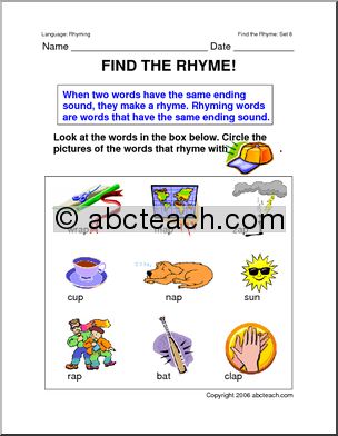 Worksheets: Rhyming Words 8 (primary)