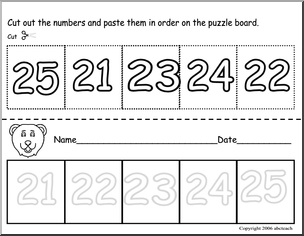 Cut and Paste:  Numbers 21-25 w/hints