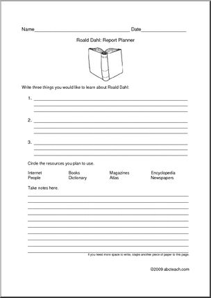 Roald Dahl Research and Report Form